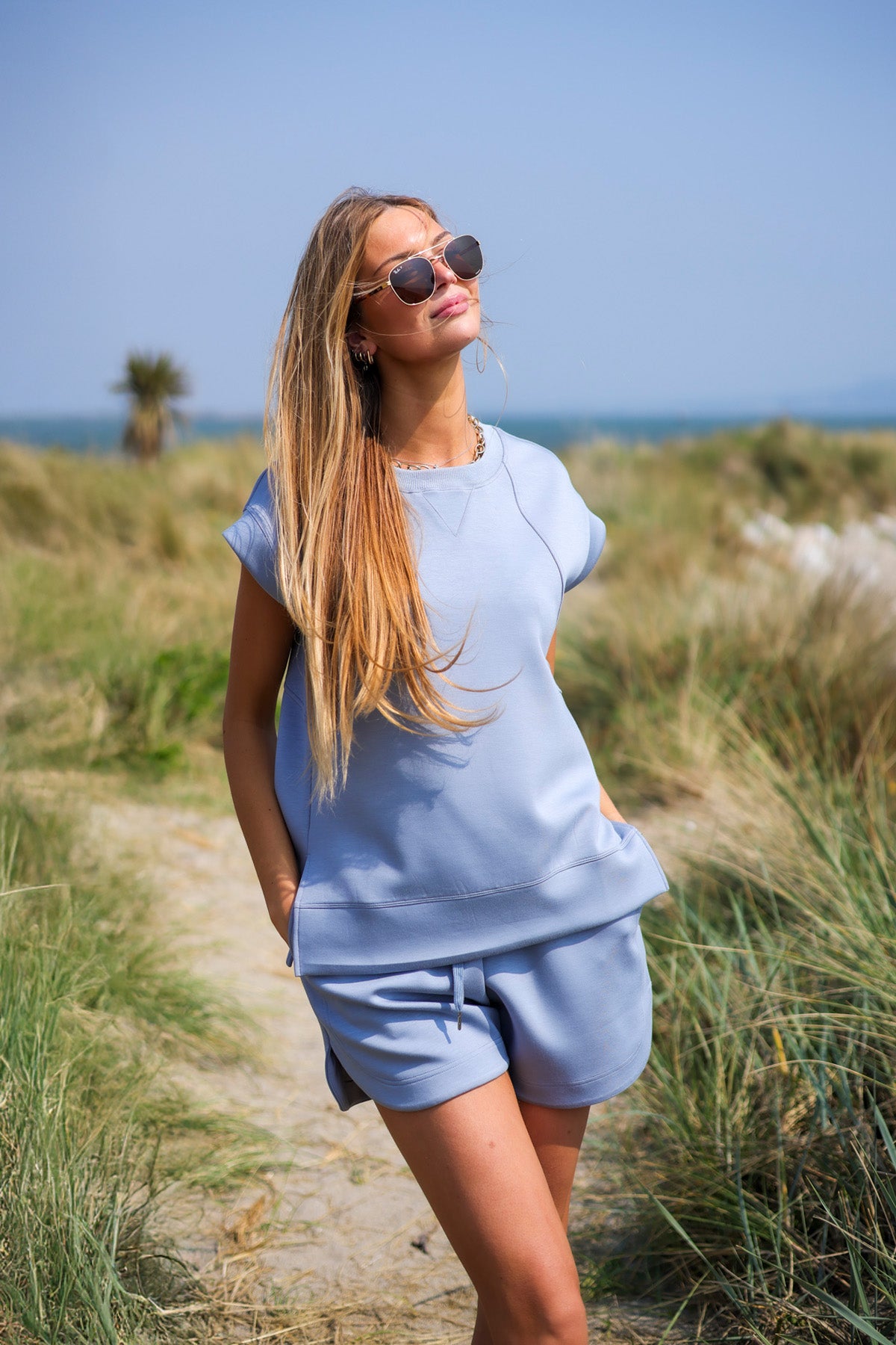 Harmony 25 Sweatshirt & Short Travel Set - Powder Blue