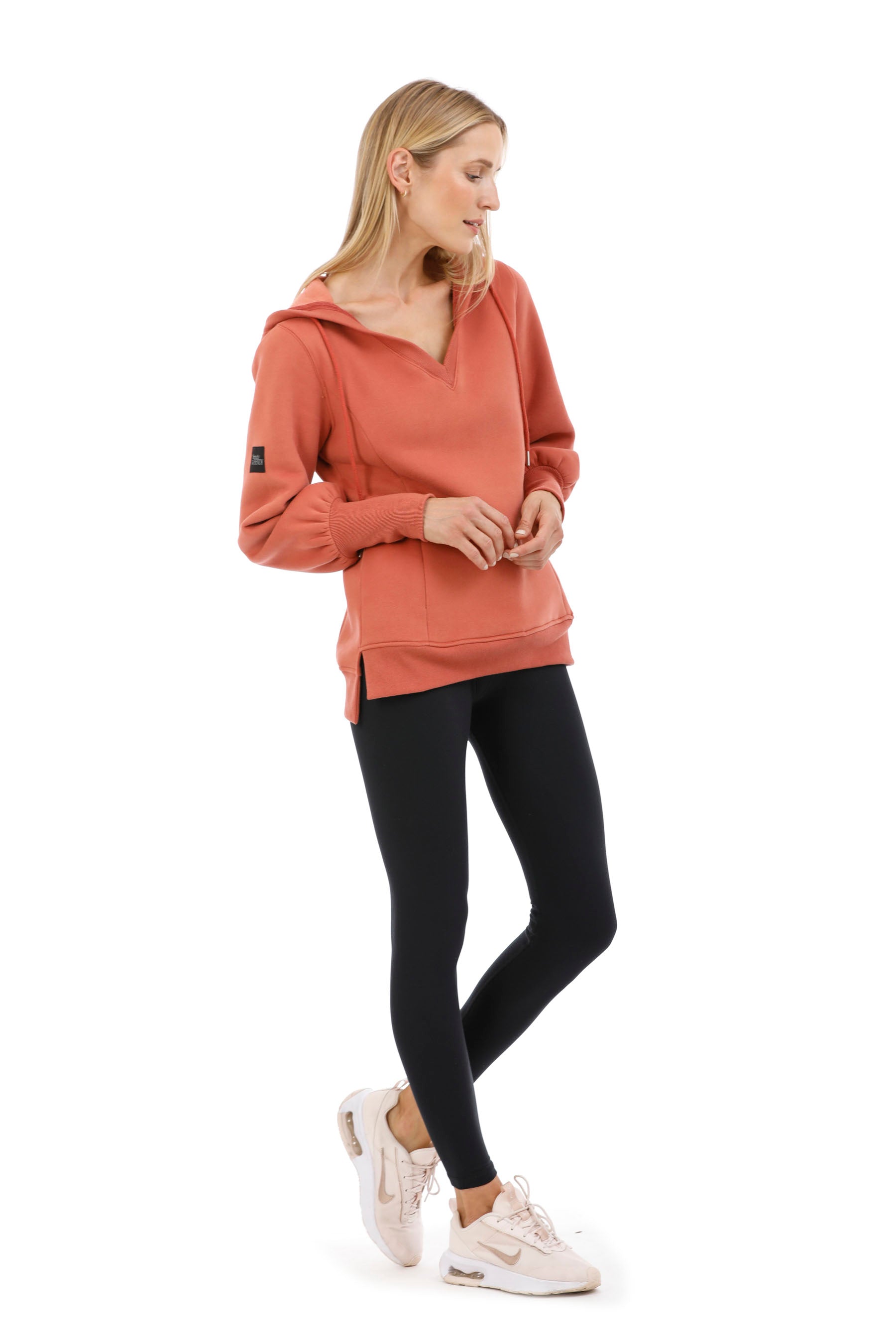Trikona V-Neck Hooded Sweater in Cinnamon (Coming Soon)
