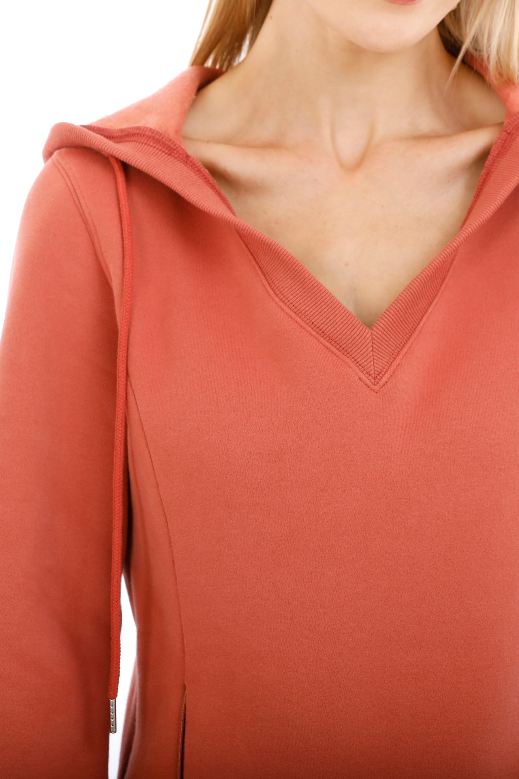 Trikona V-Neck Hooded Sweater in Cinnamon (Coming Soon)