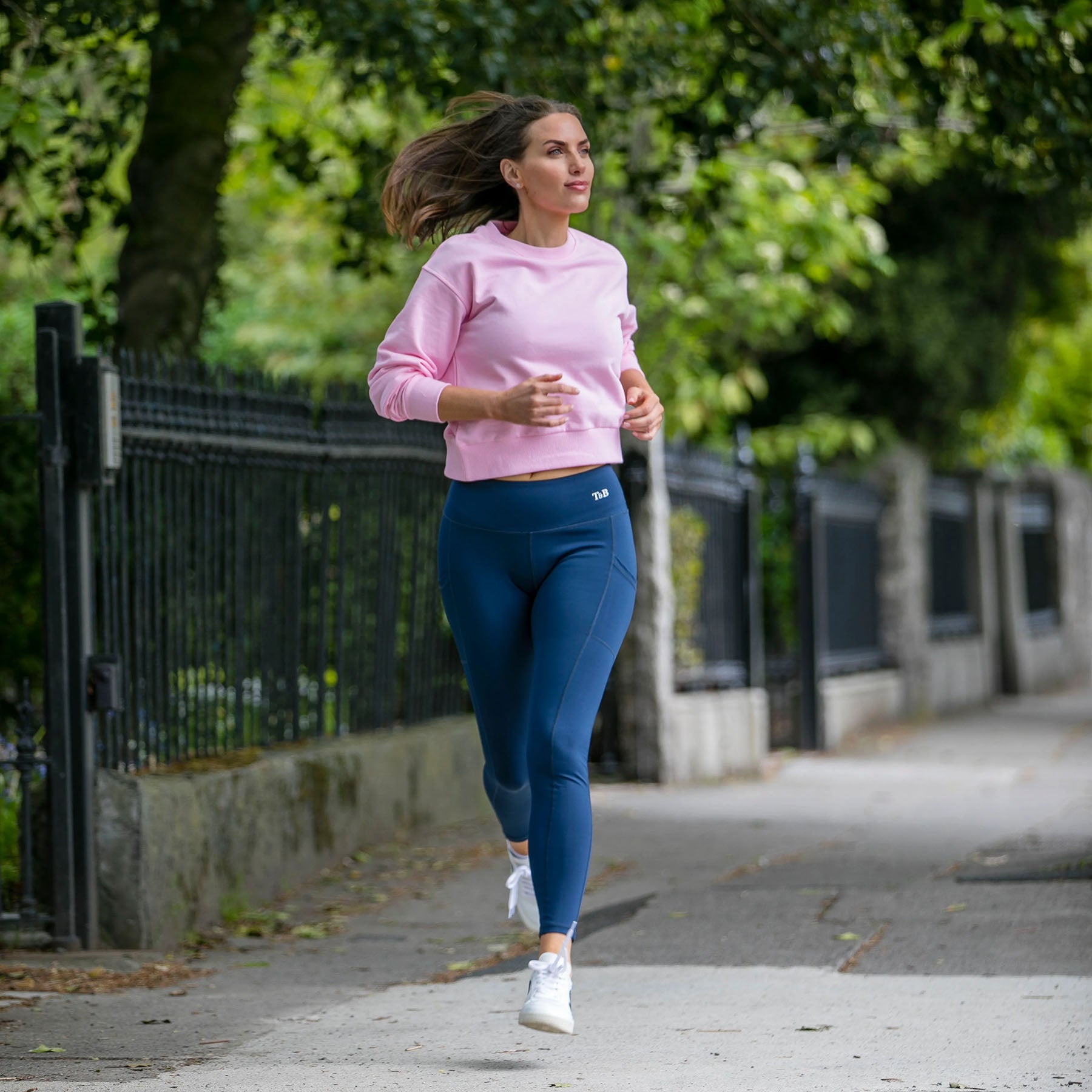 Woman running in athleisurewear