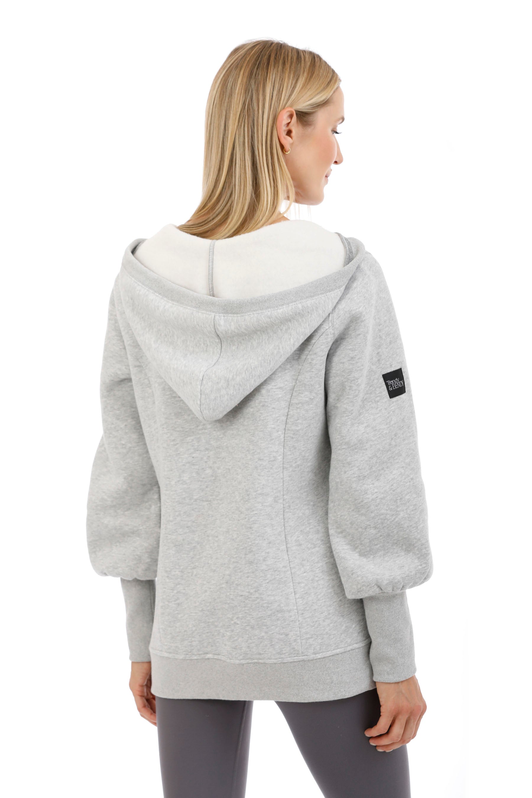 Trikona V-Neck Hooded Sweater in Heather Grey