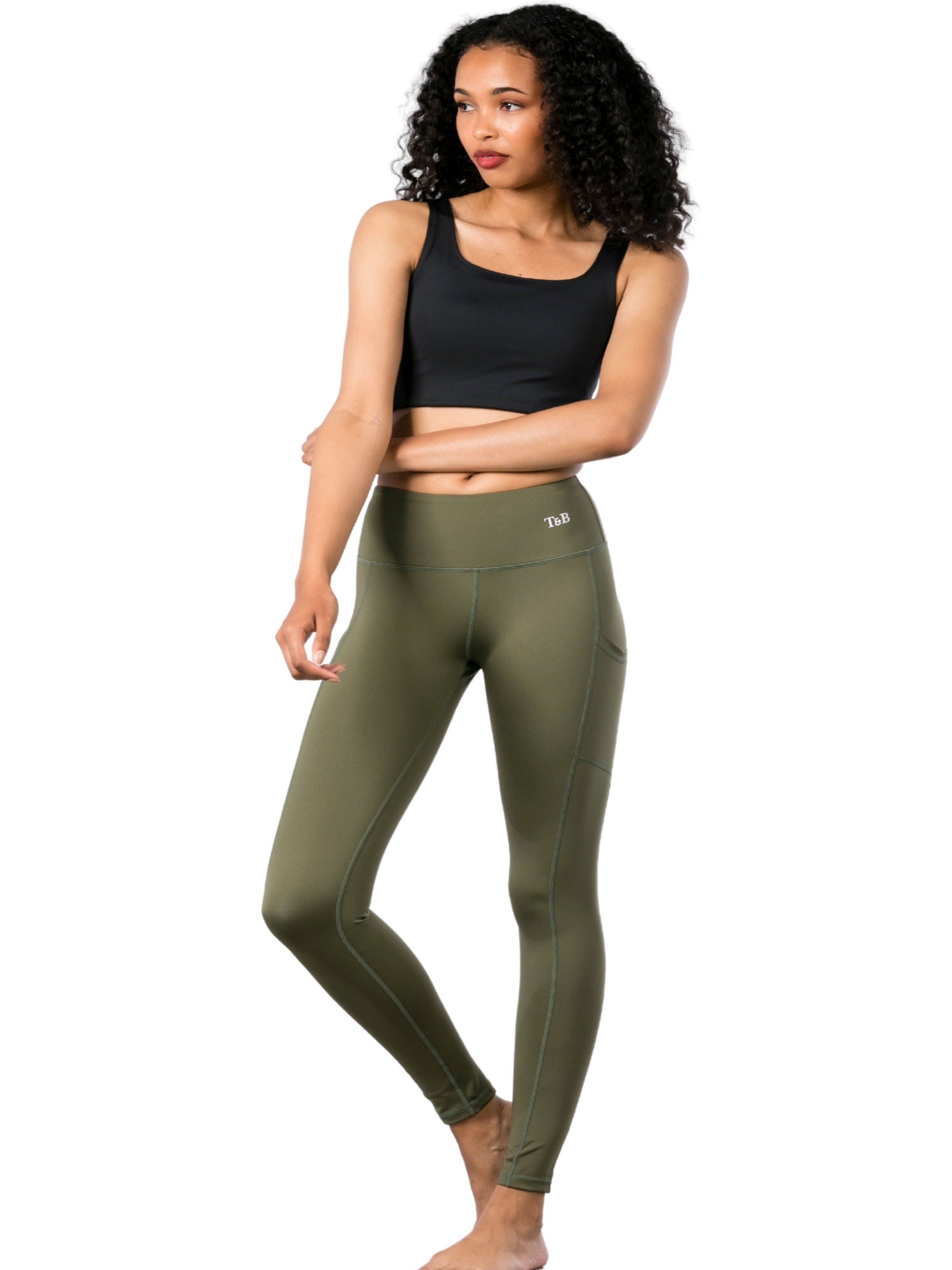 Trendy and Bendy high performing leggings in olive green provide figure shaping support, with high-waisted compression & cellulite control. Designed for yoga, pilates, running, high & low intensity workouts, they are 100% squat proof.